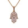 10K Gold 1.90ct Baguette Diamonds Hamsa Hand Men's Pendant