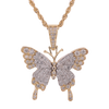 10k Gold 1.00ct Two-Tone Diamonds Butterfly Pendant