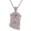 10k White Gold 3.15ct Diamonds Classic Jesus Head Men's Pendant