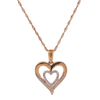 10k Yellow Gold 0.10ct Micro Diamonds Dual Heart Ladies Pendant