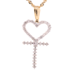 10k Yellow Gold 1.35ct Diamonds Heart Cross Pendant