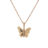 10K Gold 0.22ct Diamonds 2tone butterfly pendant