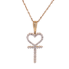 10K Gold 0.43ct Diamonds Heart Cross LDS Pendant