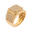 10K Gold 2.82ct Cluster Diamonds 2 Step Square Men's Ring