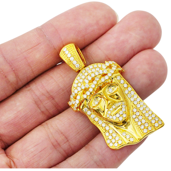 Jesus Pendant 2.15CT Diamonds and 10K Gold