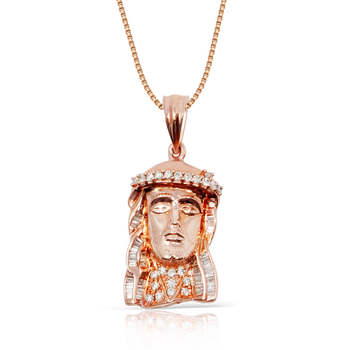10K Rose Gold Jesus Pendant 0.48ct With 
