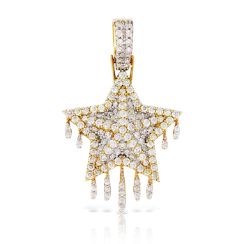 10K Yellow Gold Drip Star Pendant 1.00ct with Chain King Johnny Johnny's Custom Jewelry