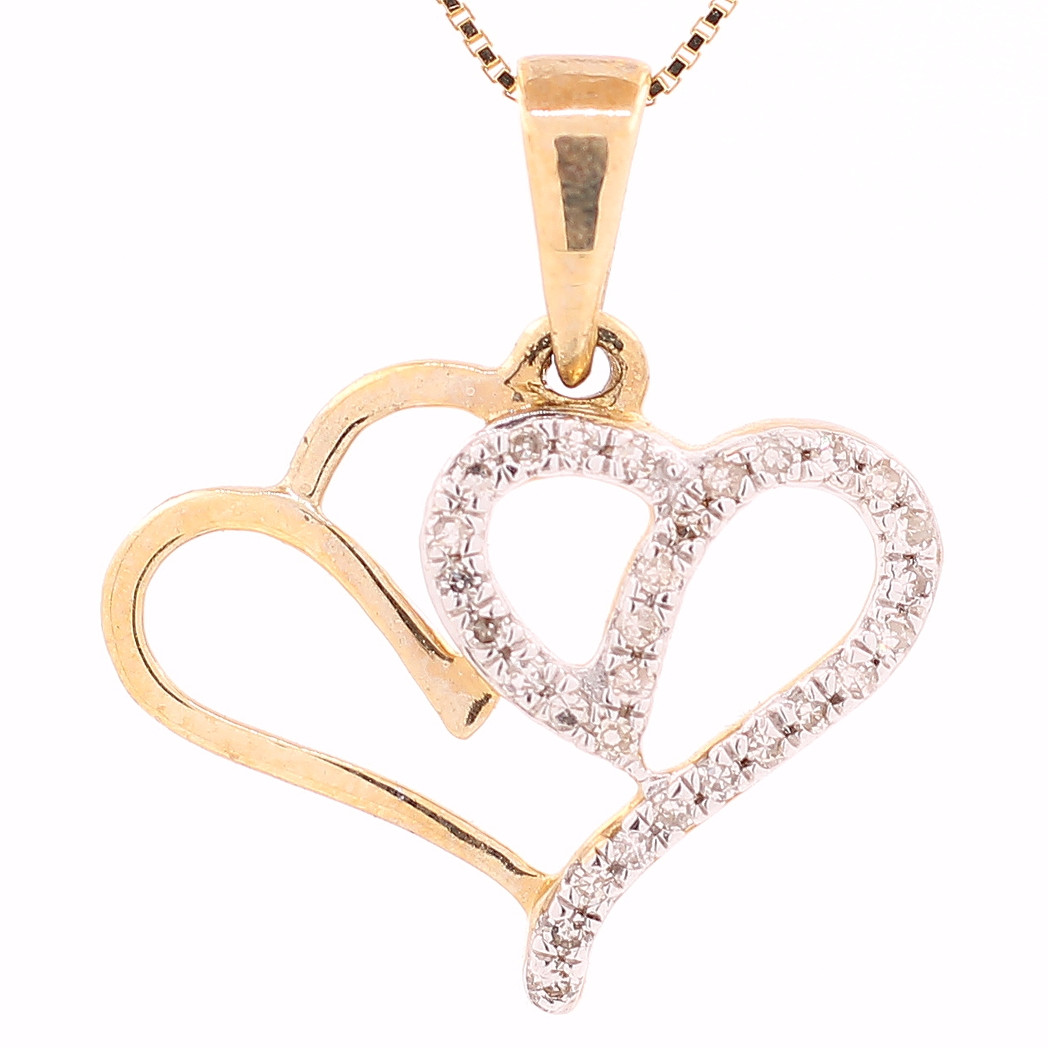 10k Gold 0.15ct Diamonds Double Heart 