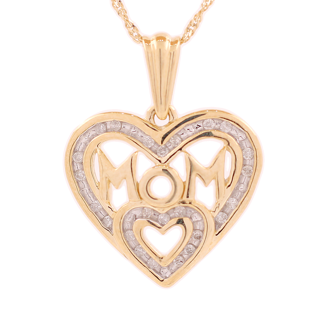 Small Scroll Mom Necklace Charm in 10K Gold | Banter