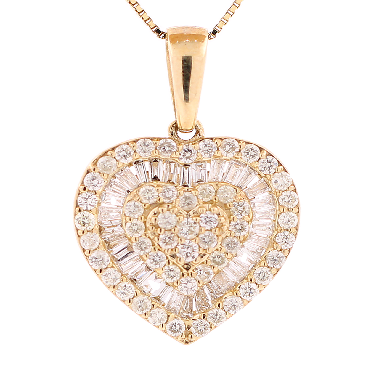10K Gold 0.75ct Diamonds baguette diamonds. heart pendant - King Johnny ...