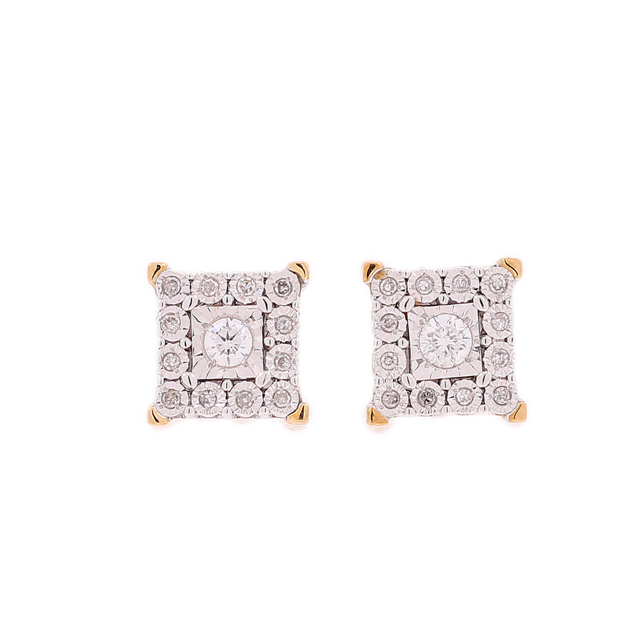 Diamond Studs Square Shape 4 Point Mens Ladies 10K White Gold Earrings 0.52  Ct. - JFL Diamonds & Timepieces