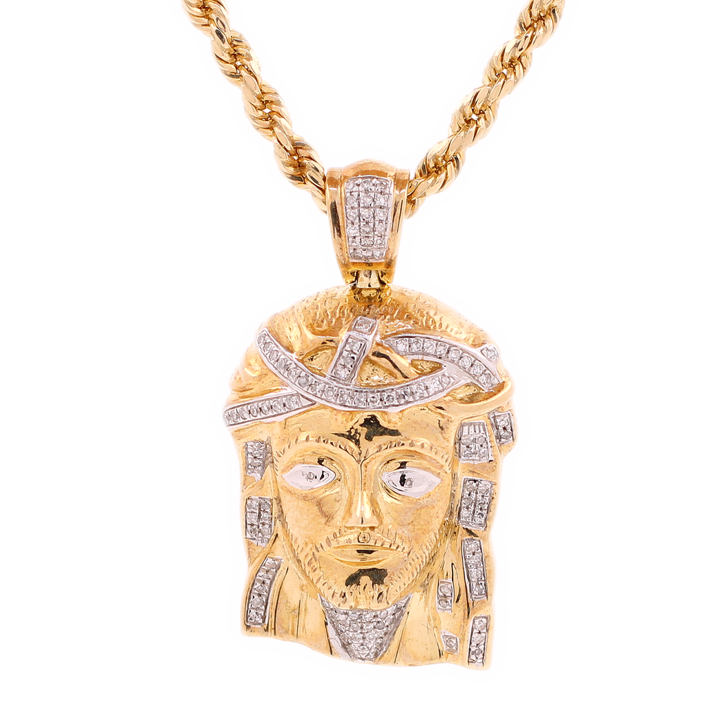 10K Gold 0.29ct Micro Diamond Jesus 