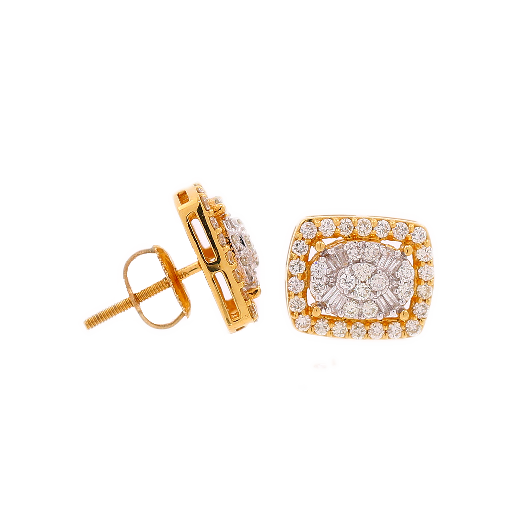 10K Gold 0.66ct Diamonds Rectangular Custom Men's Earrings King