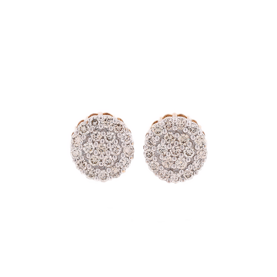 10K Gold 0.80ct Diamonds Super Cluster Round Men's Earrings King