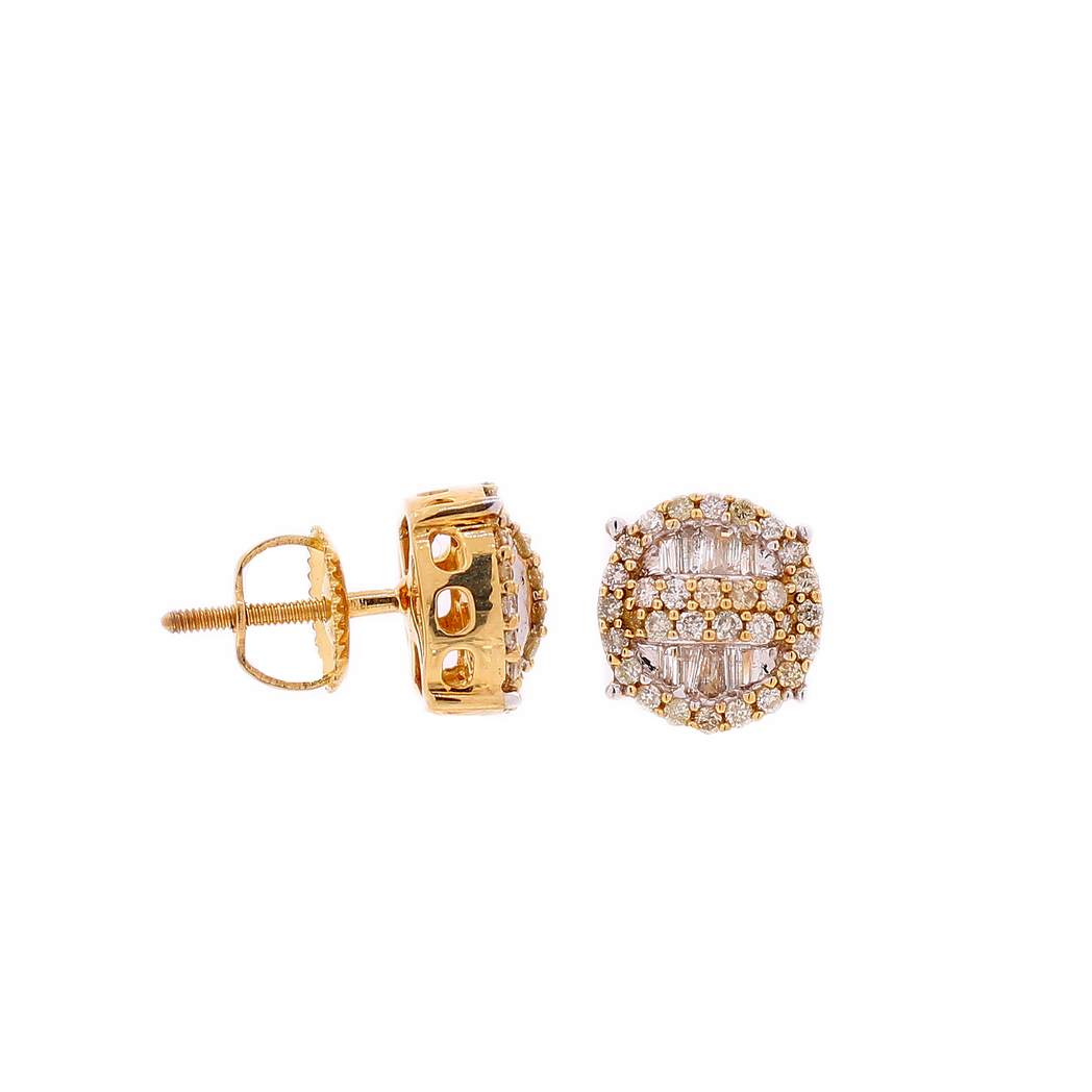 10K Gold 0.60ct Baguette Diamonds Designer Men's Earrings King Johnny
