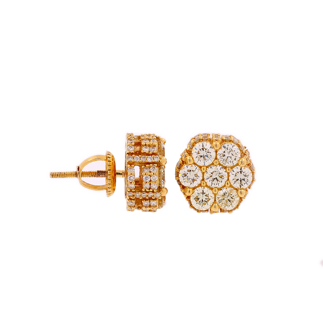 10K Gold 2.55ct Diamonds Exclusive Flowers Men's Earrings King Johnny