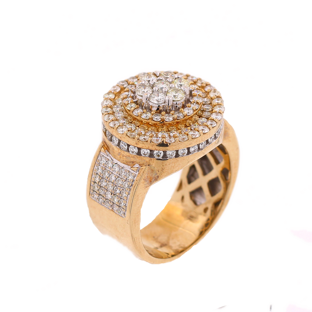 10K Gold 4.35ct Cluster Diamonds Custom Round Men's Ring King Johnny