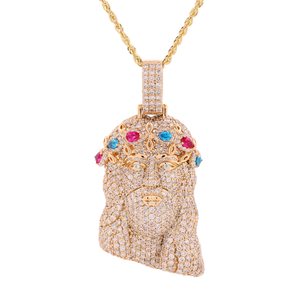 10K Gold 4.15ct Diamonds JESUS HEAD Pendant King Johnny Johnny's