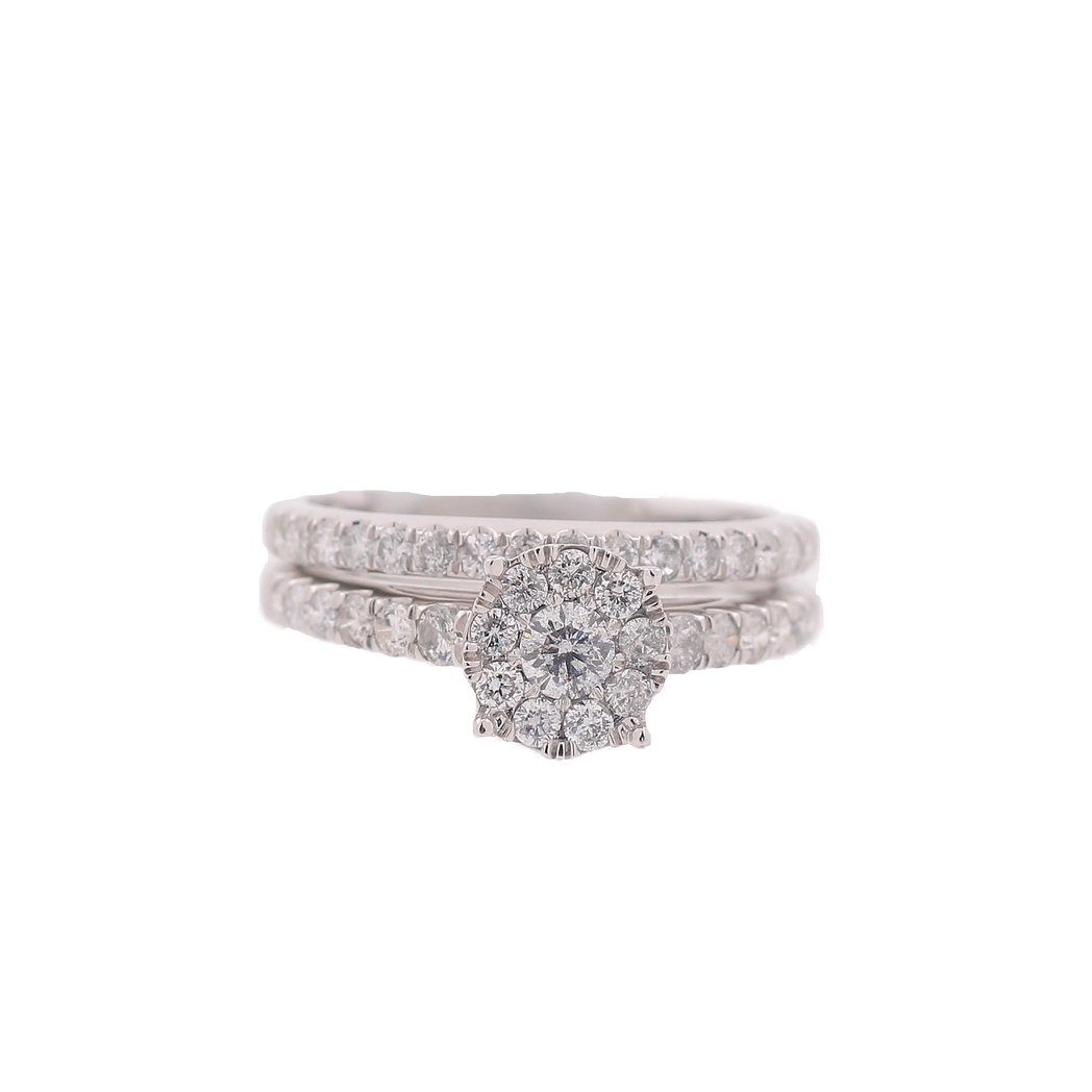 14K W/Gold 1.00ct Diamonds Round Bridal Set Ring King Johnny Johnny