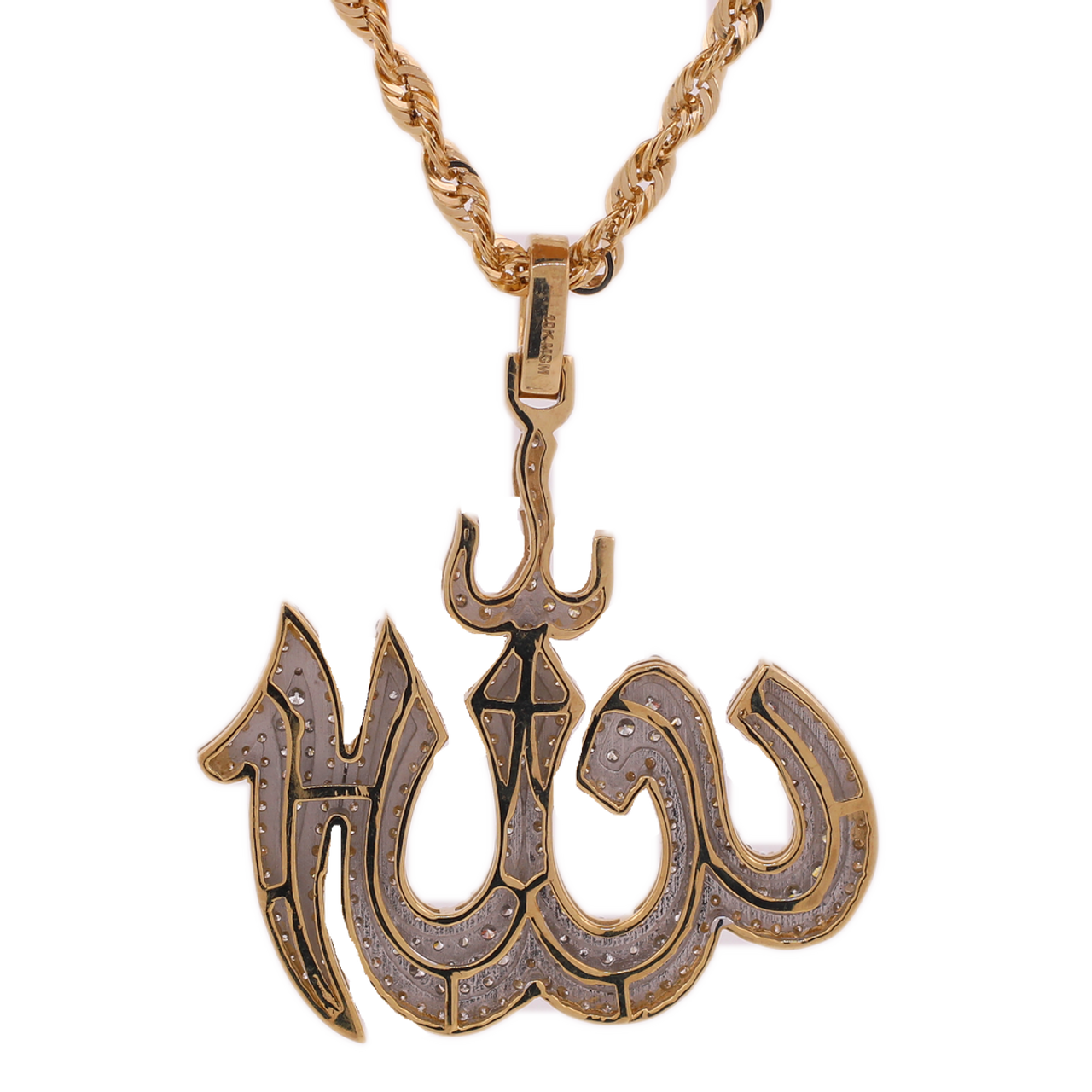 3 Diamonds 174 Pendant Necklaces Allah Necklace Platinum Zircon Words -  Silver