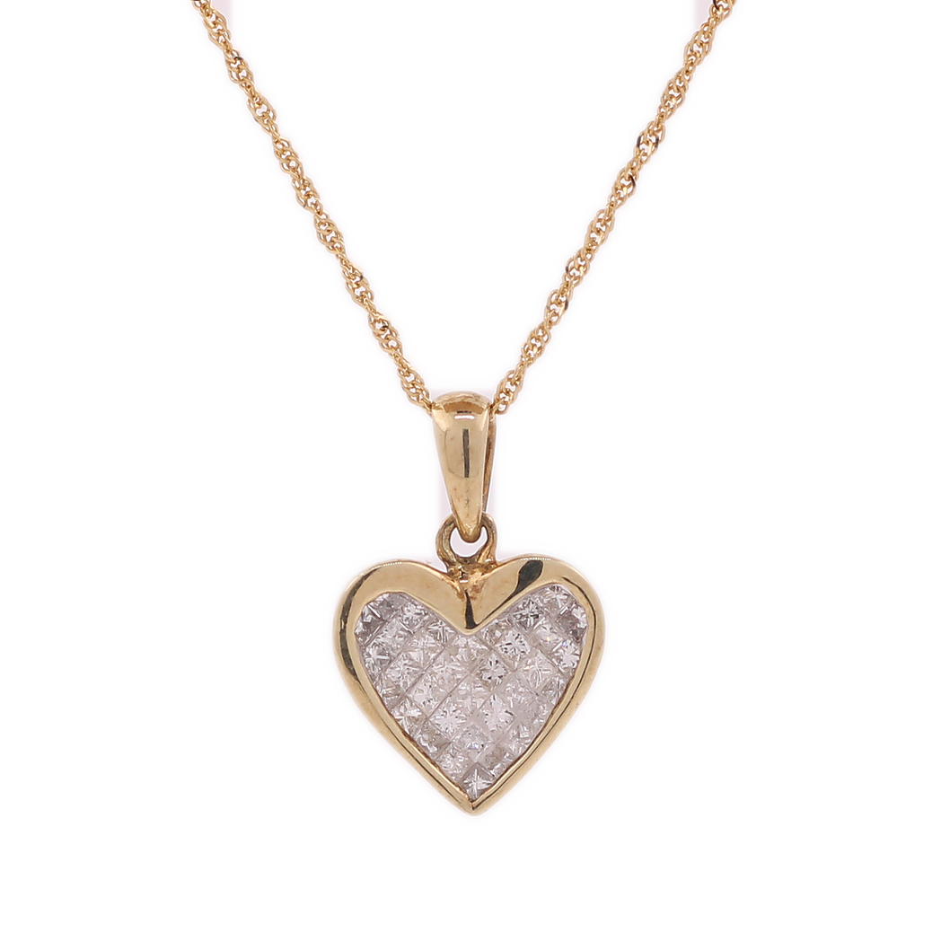 10k Gold 0.54ct Princess Cut Diamonds Heart LDS Pendant King Johnny Johnny's Custom Jewelry