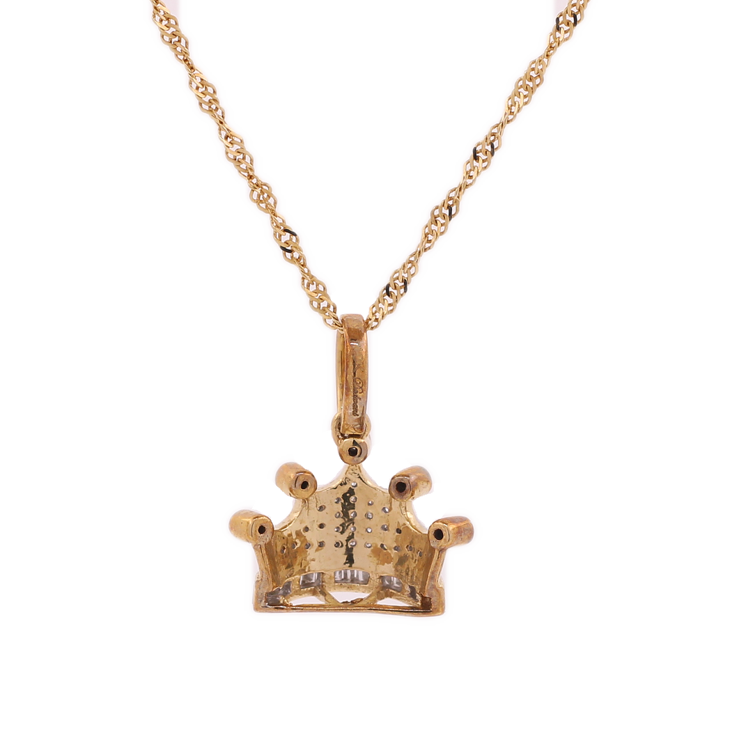 10K Gold 0.20ct Micro Diamonds Crown LDS Pendant King Johnny Johnny's Custom Jewelry