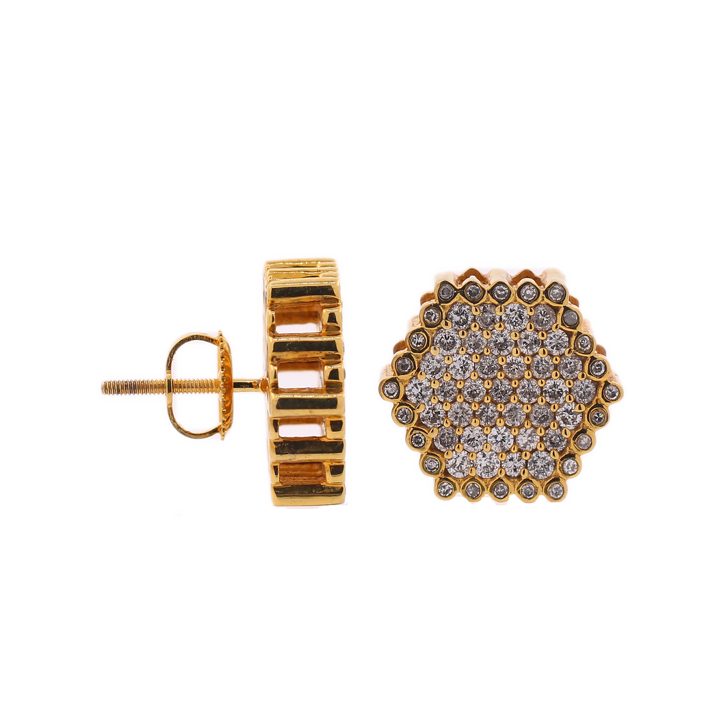 10k Yellow Gold 1.00ct Diamonds Men's Earrings King Johnny