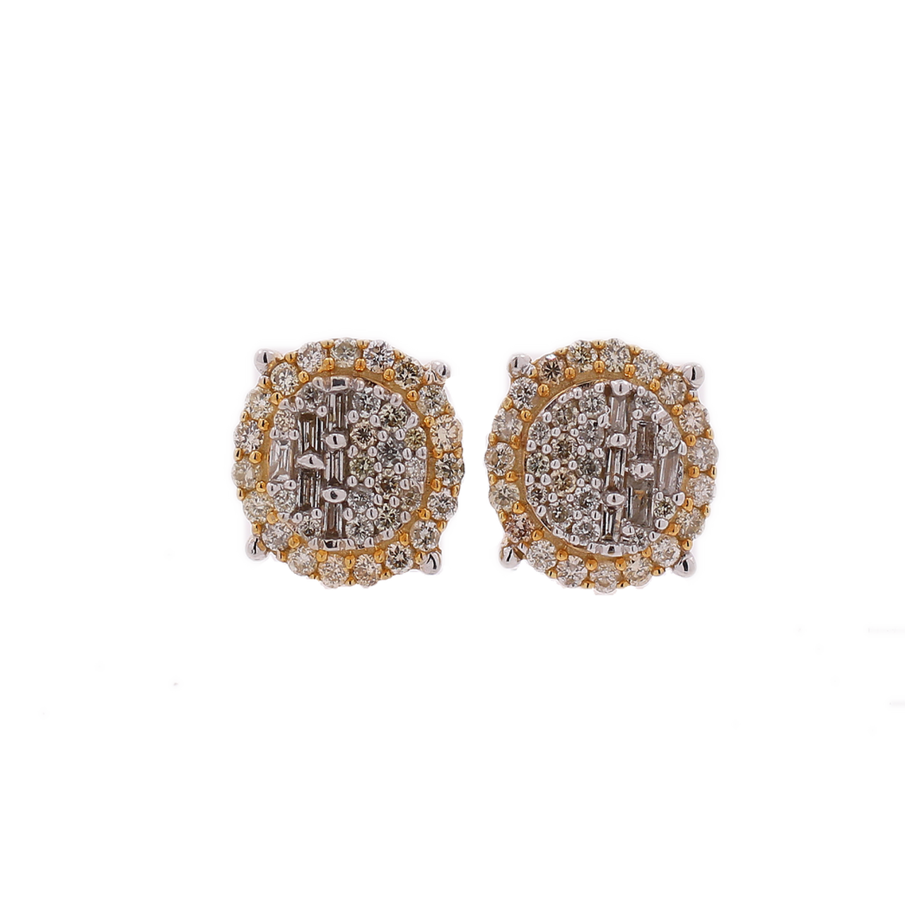 Baguette & Round Diamond Wide Huggie Earrings - Nuha Jewelers