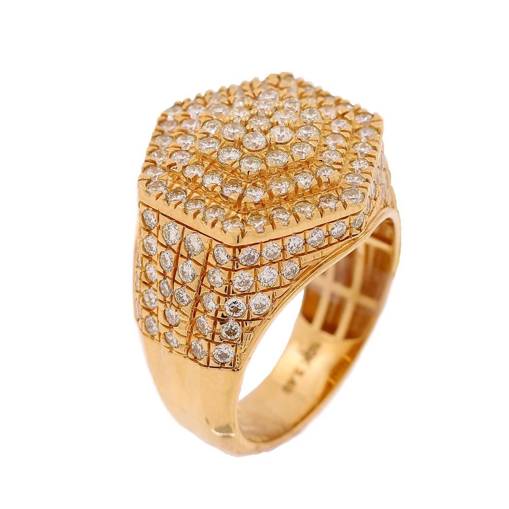 10K Gold 3.49ct Diamonds Hexagon Shape Men's Ring King Johnny