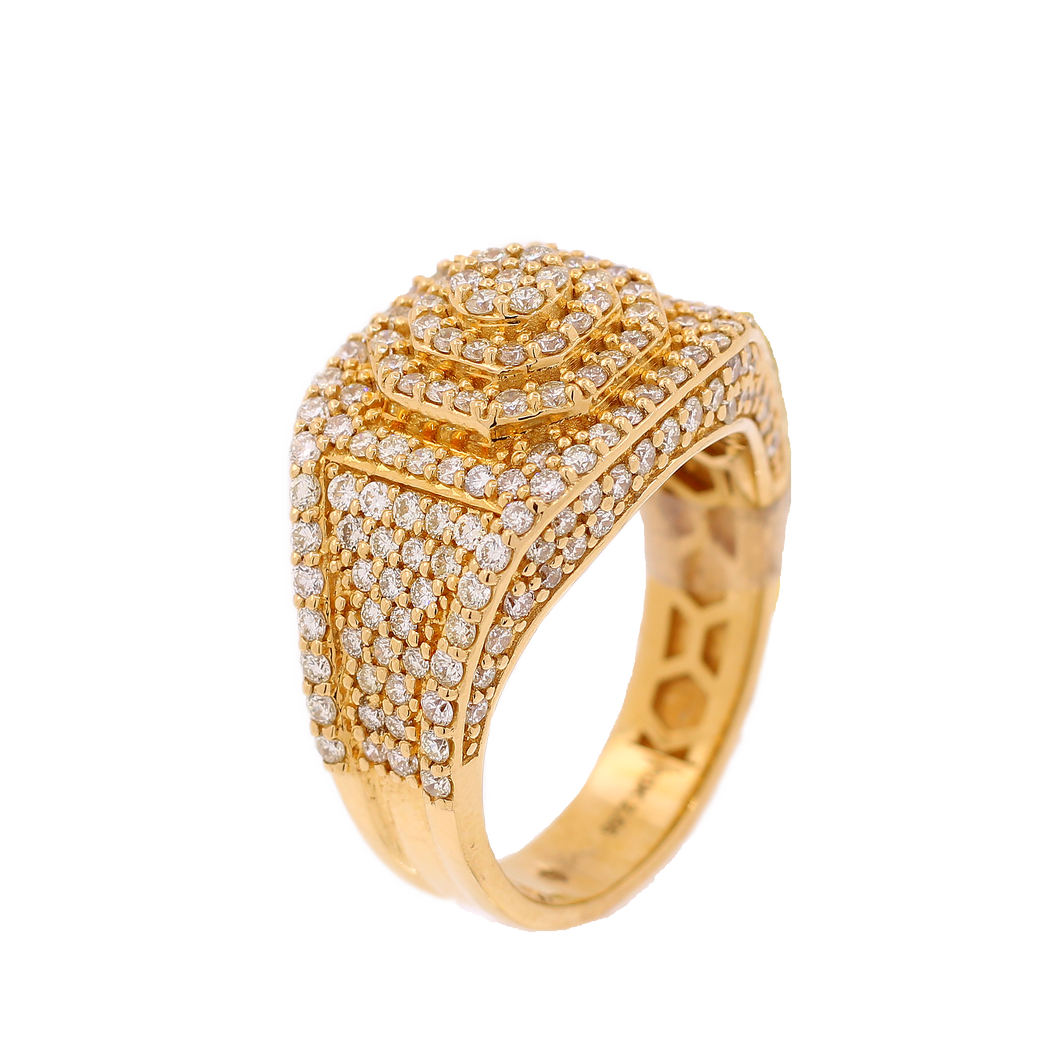 10K Gold 2.55ct Diamonds Dome Cluster Men's Ring King Johnny Johnny