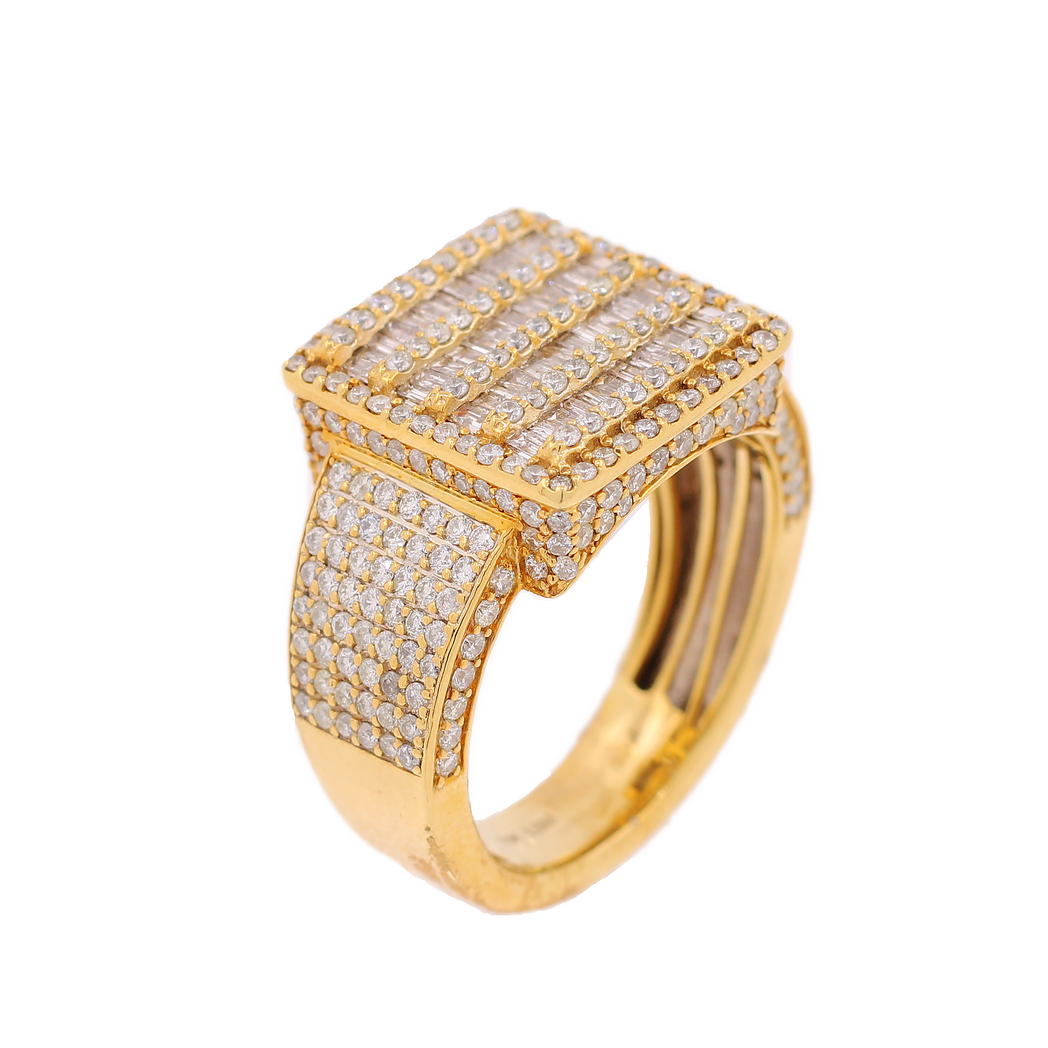 10K Gold 2.65ct Baguette Diamonds Square Men's Ring King Johnny Johnny's Custom Jewelry