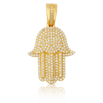 10K Yellow Gold Diamond Hamsa Pendant 1 