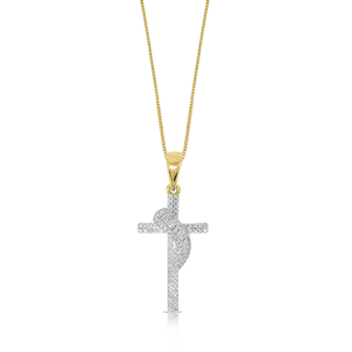 Infinity cross necklace for women 10k gold 1/8ct diamond by fehu jewel