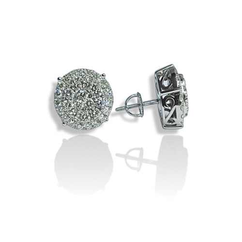 10k White Gold 3ct Diamonds Round Earrings 10k White Gold 3ct Diamonds Round Earrings