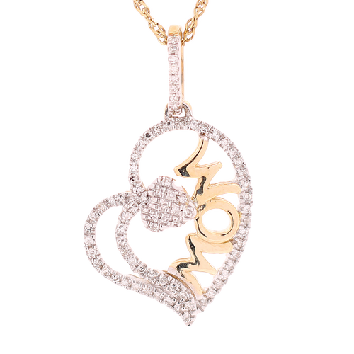 10k Gold 0.17ct Diamonds Dual Heart "MoM" Ladies Pendant 10k Gold 0.17ct Diamonds Dual Heart "MoM" Ladies Pendant