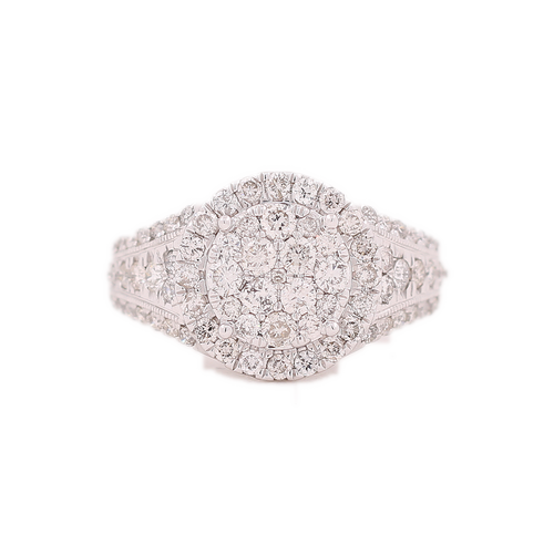 10K White Gold 1.00ct Diamonds 2 Step LDS Ring King Johnny Johnny's