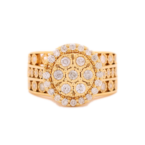 10k Yellow Gold 1.01ct Diamonds 2-Step Round Ladies Ring