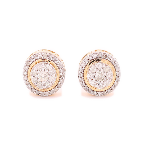 10k Yellow Gold 0.55ct Diamonds Designer Circle Men's Earrings