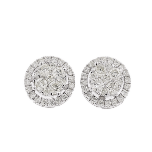 10k White Gold 2.00ct Diamonds Dual Circle Earrings 10k White Gold 2.00ct Diamonds Dual Circle Earrings
