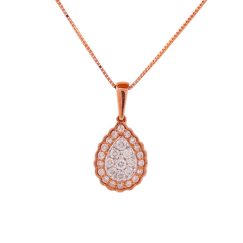14k Rose Gold 0.33ct Diamonds Pear Shape Pendant