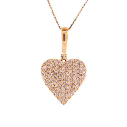 14k Yellow Gold 1.48ct Round Diamonds Ladies Heart Pendant
