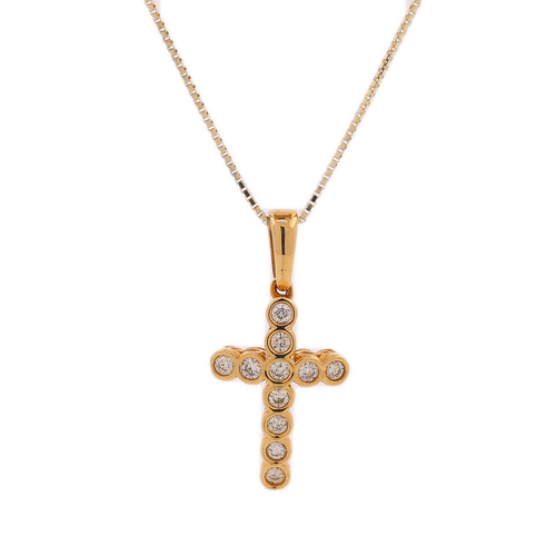 FINE JEWELRY Womens Diamond Accent Mined White Diamond 10K Gold Cross  Pendant Necklace | CoolSprings Galleria