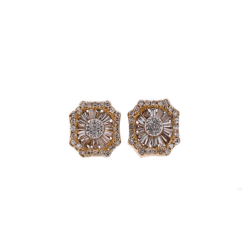 10k Yellow Gold 0.27ct Baguettes Diamond Men's Earrings 10k Yellow Gold 0.27ct Baguettes Diamond Men's Earrings