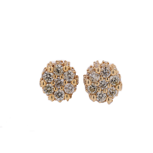 10k Yellow Gold 0.75ct Diamond 3D Flower Earring 10k Yellow Gold 0.75ct Diamond 3D Flower Earring