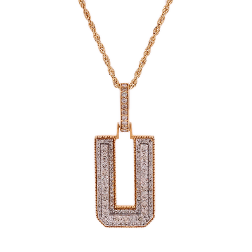 10k Yellow Gold 0.85ct Diamond Initial "U" Unisex Pendant