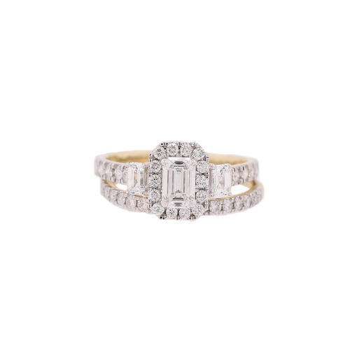 14K Y/Gold 1.52ct Diamonds new baguette top Ring Set