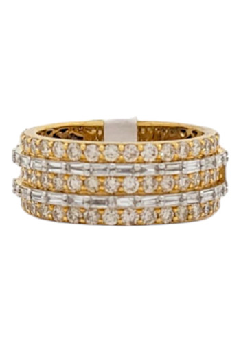 10k Yellow Gold Men's Thick Band with 2.20ct Round and Baguette Diamonds