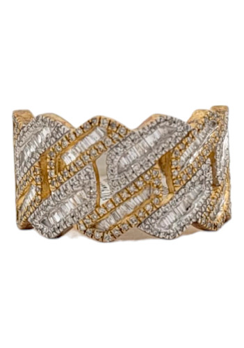 Men's 10kt Two-Tone Cuban Link Style Ring with 0.93ct Diamonds