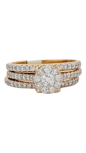 14kt Yellow Gold Trio Set Ladies' Ring with 1.30ct Diamonds