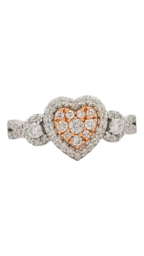 14kt White and Rose Gold Heart-Shaped Ring with 0.55ct Diamonds 14kt White and Rose Gold Heart-Shaped Ring with 0.55ct Diamonds